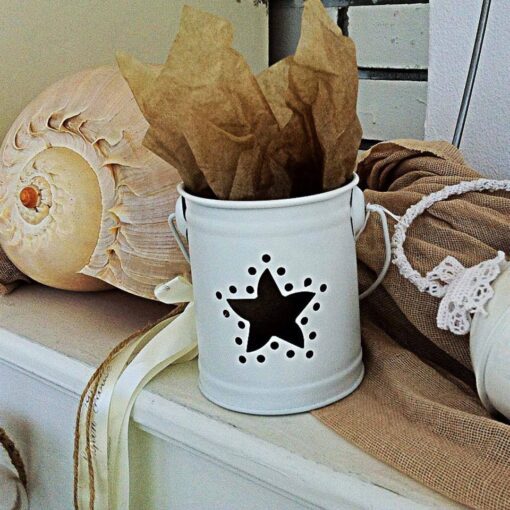 Μπομπονιέρα Μεταλικό Κουβαδάκι Με Αστερία Για Ρεσώ ή για Μολιβοθήκη