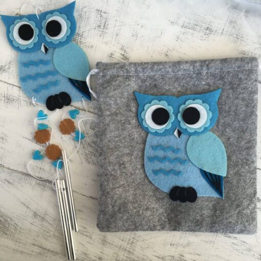 Μπομπονιέρα Κουκουβάγια Μεγάλο Πουγγί Από Τσόχα