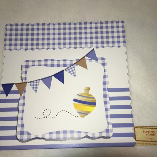 Προσκλητήριο Σχέδιο Σβούρα Καρώ ρίγες Με Σημαιάκια