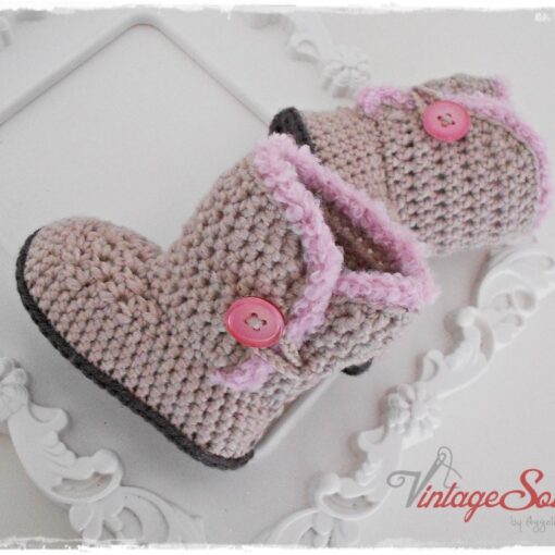 Πλεκτά Χειροποίητα Παπούτσια Μποτάκια Με Πάτο Από Δέρμα