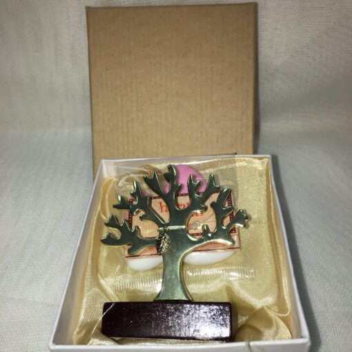 Μπομπονιέρα Γάμου Μεταλλικό Δέντρο Ζωής Σε Ξύλινη Βάση