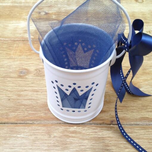 Μπομπονιέρα Μεταλλικό Κουβαδάκι Με Κορώνα  Για Ρεσώ ή για Μολυβοθήκη