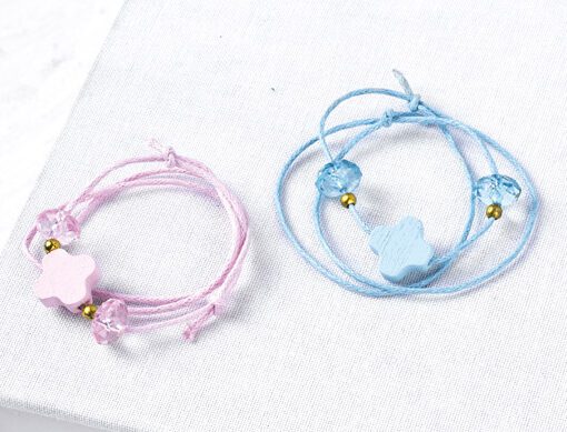 Μαρτυρικό βραχιολάκι Με Σταυρουδάκι Σιέλ Ροζ