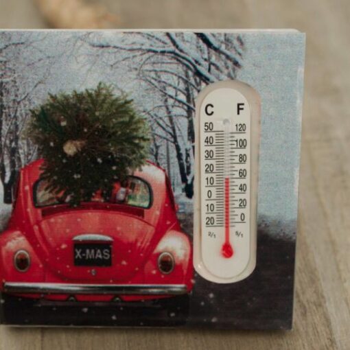 Μπομπονιέρα Χριστουγεννιάτικο Κάδρο Με Θερμόμετρο