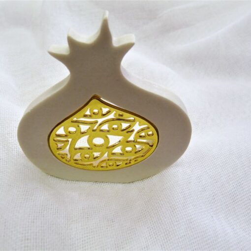 Μπομπονιέρα Επιτραπέζιο Ρόδι Λευκό Χρυσό