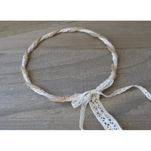 Στέφανα Γάμου Λινό Με Δαντέλα Και Φυσικό Σχοινί