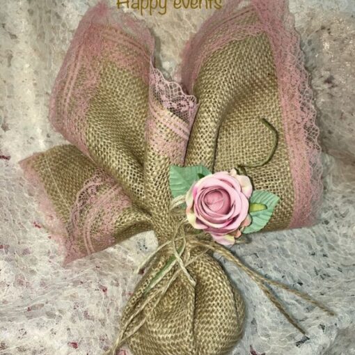 Μπομπονιέρα vintage Λινάτσα Λουλούδι