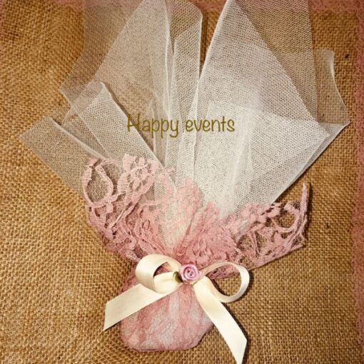 Μπομπονιέρα Τούλι ύφασμα Και Δαντέλα