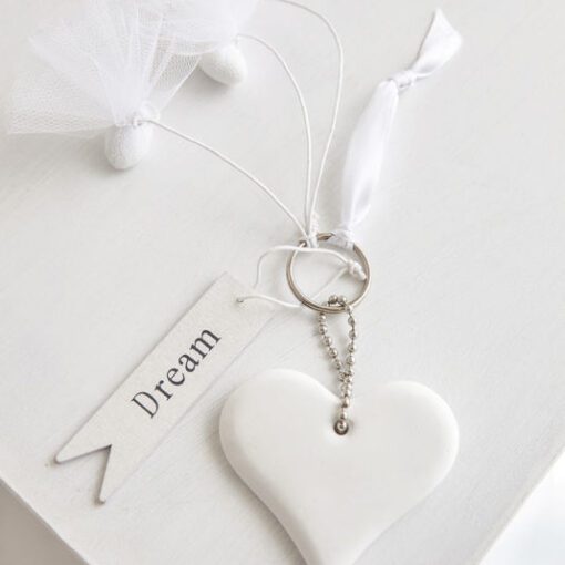 Πήλινη Καρδιά Με Κρίκο Και Ευχές