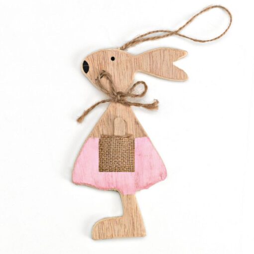 Ξύλινο ζωάκι Λαγός Ροζ 2080-8009-59-ΜΠ