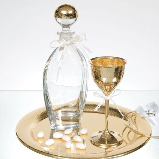Σετ Γάμου Δίσκος Ποτήρι Καράφα Χρυσό Χρώμα