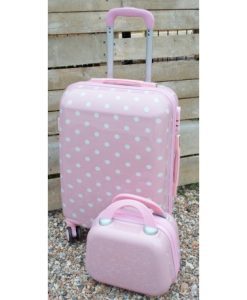 Βαλίτσα Βάπτισης τρόλεϊ Ροζ Πουά