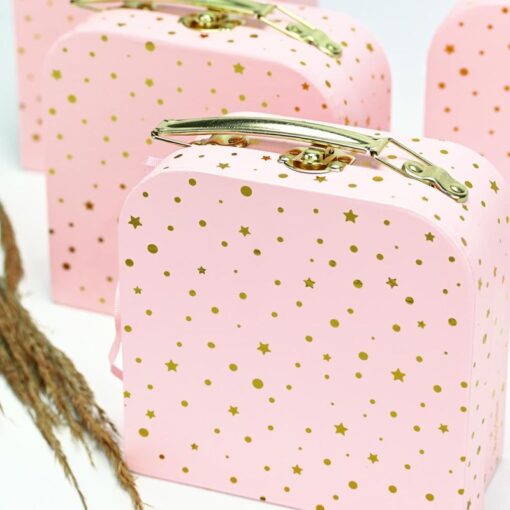 Βαλιτσάκι Ροζ Χρυσό Με Αστεράκια Και Πουά