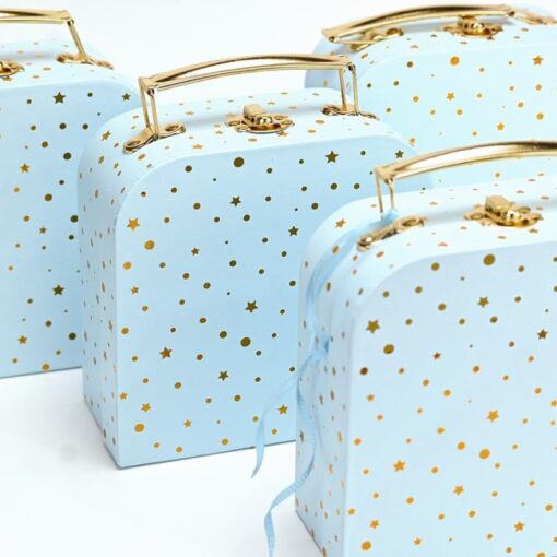 Βαλιτσάκι Σιέλ Χρυσό Με Αστεράκια Και Πουά