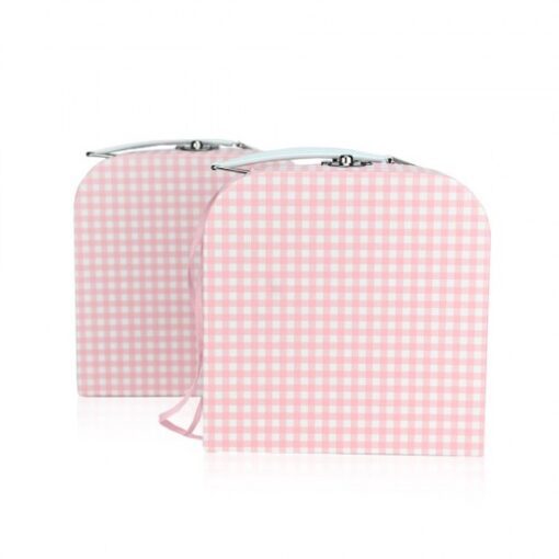 Μπομπονιέρα Βαλιτσάκι Ροζ Καρό