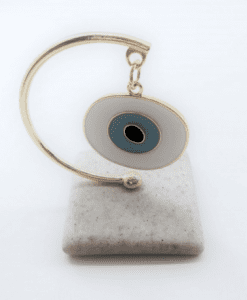 Μπομπονιέρα Βάπτισης Μεταλλικό Μάτι σε Πέτρα