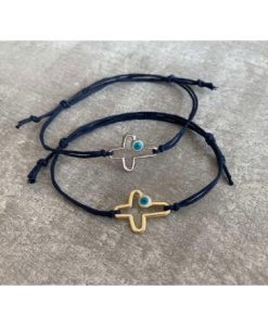 Μαρτυρικό Βραχιόλι Βάπτισης Σταυρός Με Μάτι