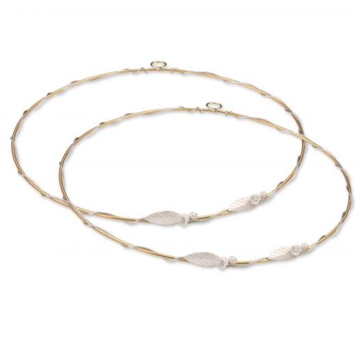 Επάργυρα Στέφανα Επίχρυσα Με Φυλλαράκια Ασημένια 925 Λουλούδια & Φυσικά Μαργαριτάρια.