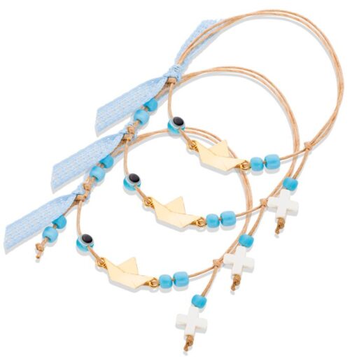 Μαρτυρικό Βραχιόλι Με Καράβι Χάντρες Και Μάτι 19263