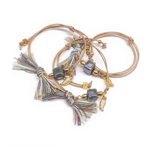 Μαρτυρικό Βραχιόλι Με Χάντρες Και Επίχρυσο Φύλλο 22195