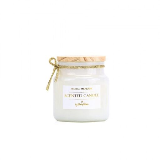 Κερί Λευκό Floral Meadow Με Ξύλινο Καπάκι