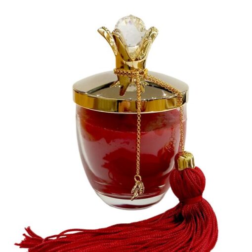 Κερί Κόκκινο Με Καπάκι Ρόδι Και Κρύσταλλο