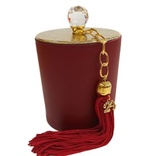 Κηροπήγιο Μπορντό Με Κρύσταλλο